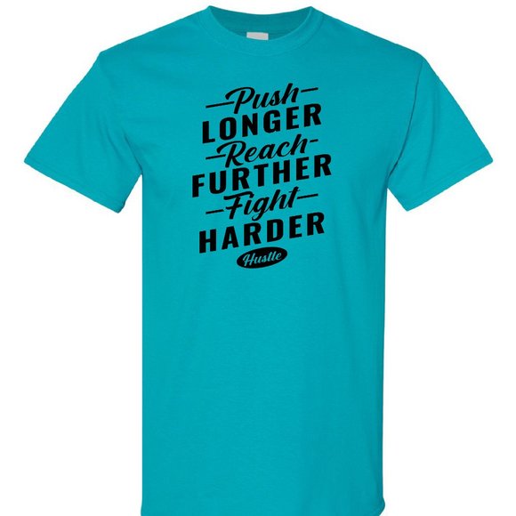 Mens Short Sleeve T-shirt -  Reach Further -  Turquoise Blue - Picture 1 of 2